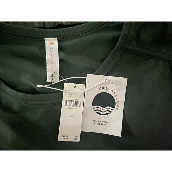 $128 NWT Daily Practice by Anthropologie Solid D Green Pleated Mini Dress L - Picture 5 of 5